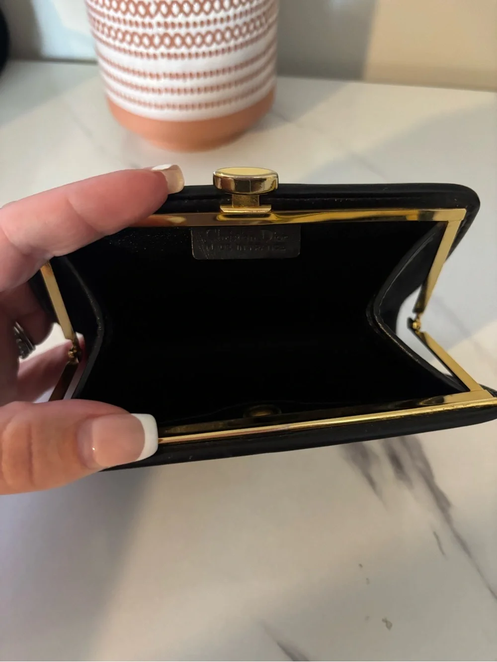 Dior Trotter Kisslock Pouch Black